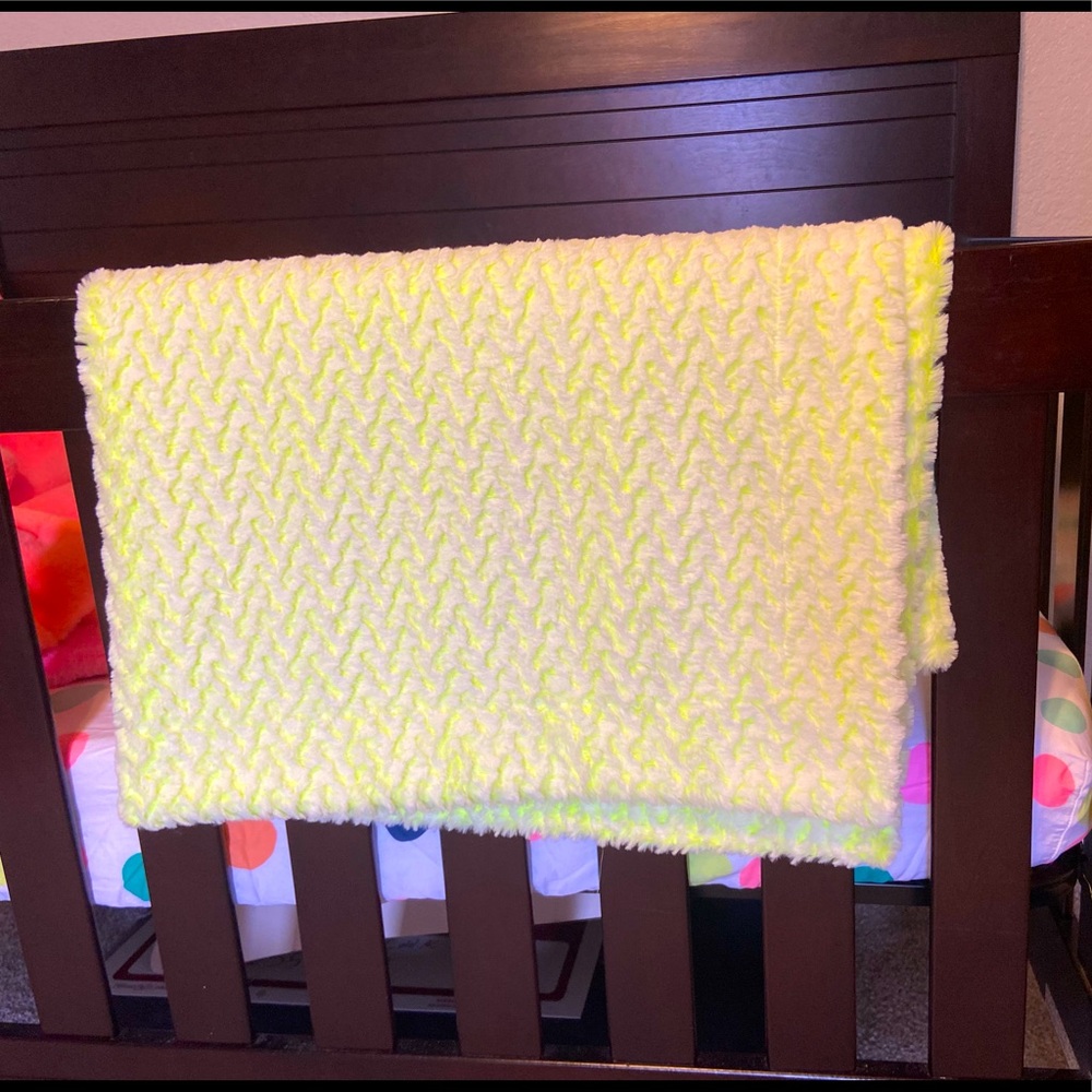 Neon Yellow Highlighter Ridge Minky Baby Blanket